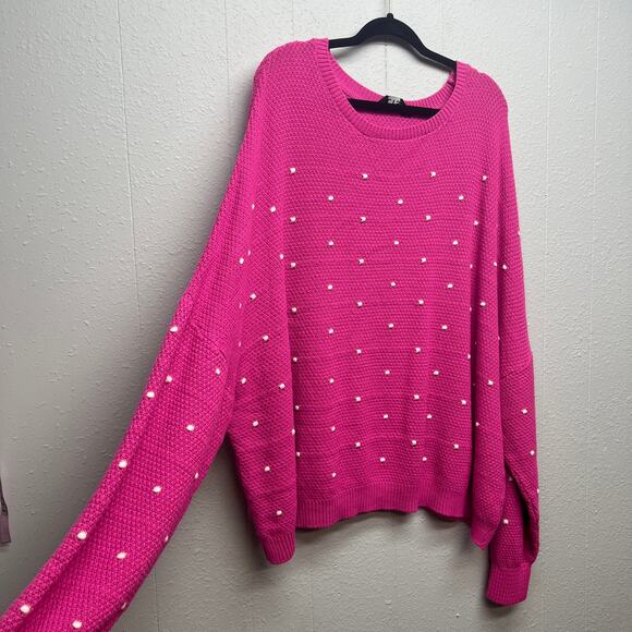 LTS Barbiecore Party Event Casual Womens Pullover Knit Sweater Size 22-24 Tall - Picture 6 of 14